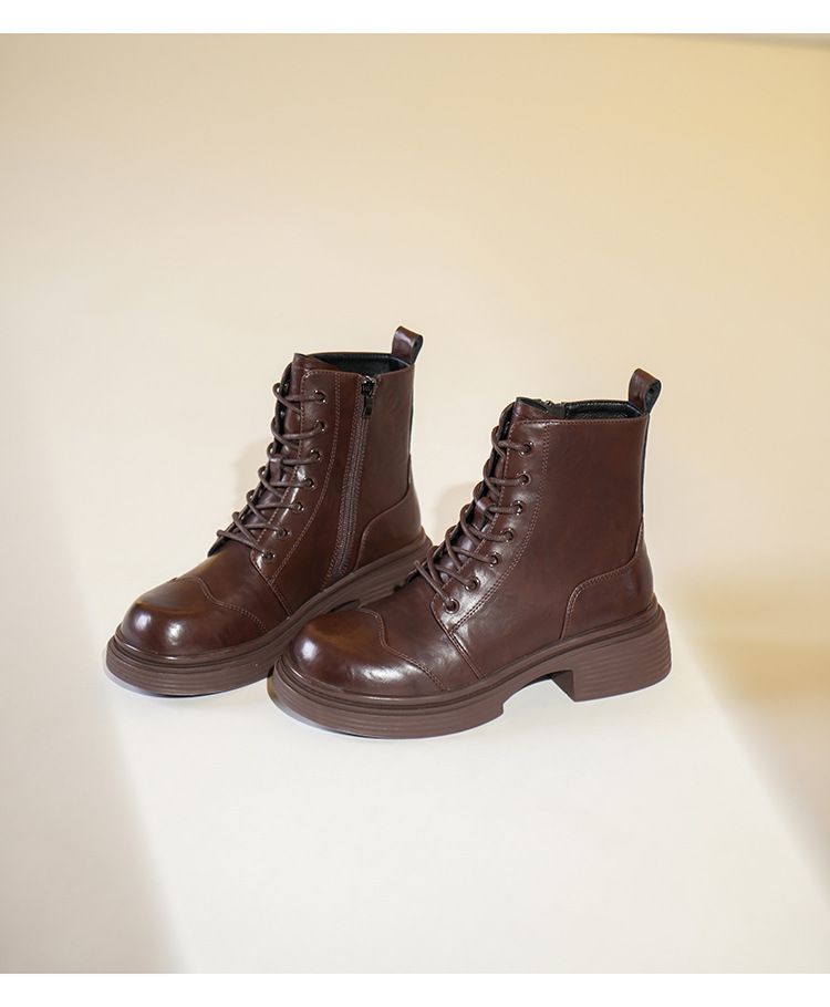 M79156 Martin Height Increasing Melard British Style Western Cowboy Short Tube Riding Boots With Back Zipper_voghion.com