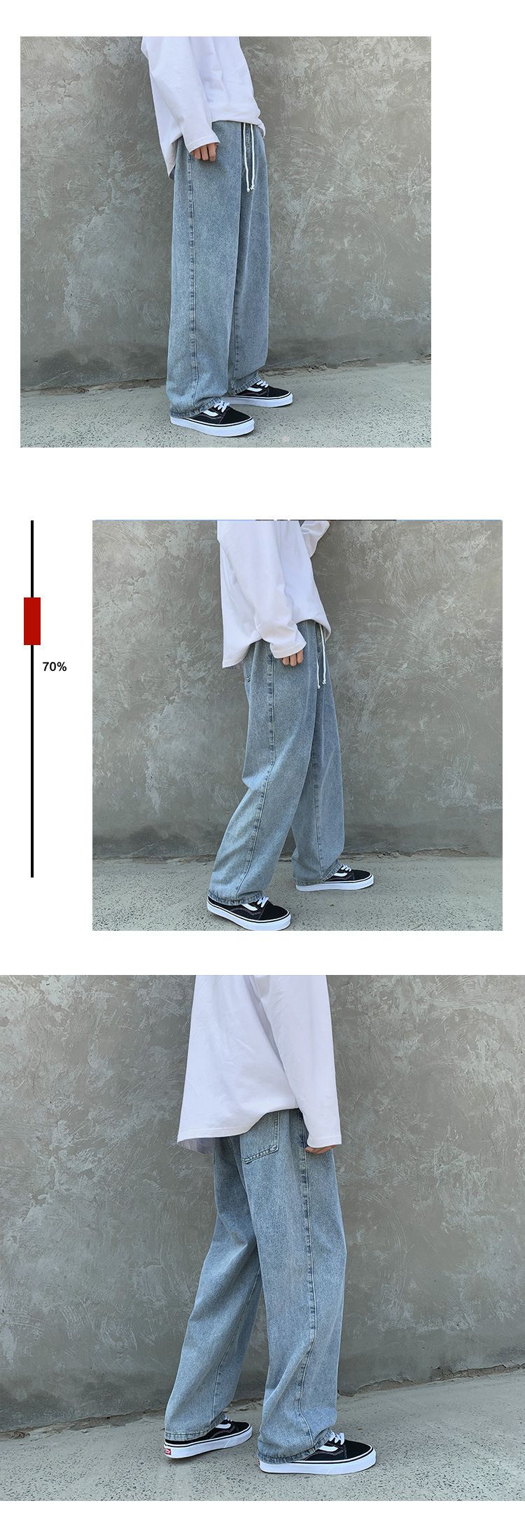 Jeans für Herren im koreanischen Stil, lockere gerade, weites Bein, trendige Marke, hübscher Freund, vielseitige Neun-Punkt-Hose, 9 Punkte_voghion.com