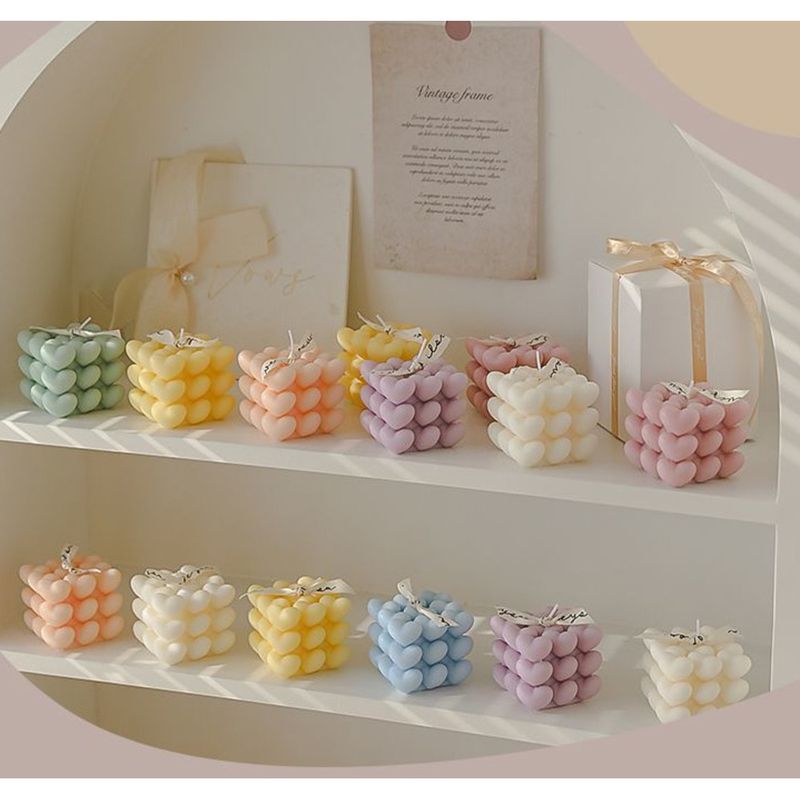 Heart Cube Aromatherapy Candle Creative Ins Style Internet Celebrity Incense Decoration Photo Studio Romantic Atmosphere_voghion.com