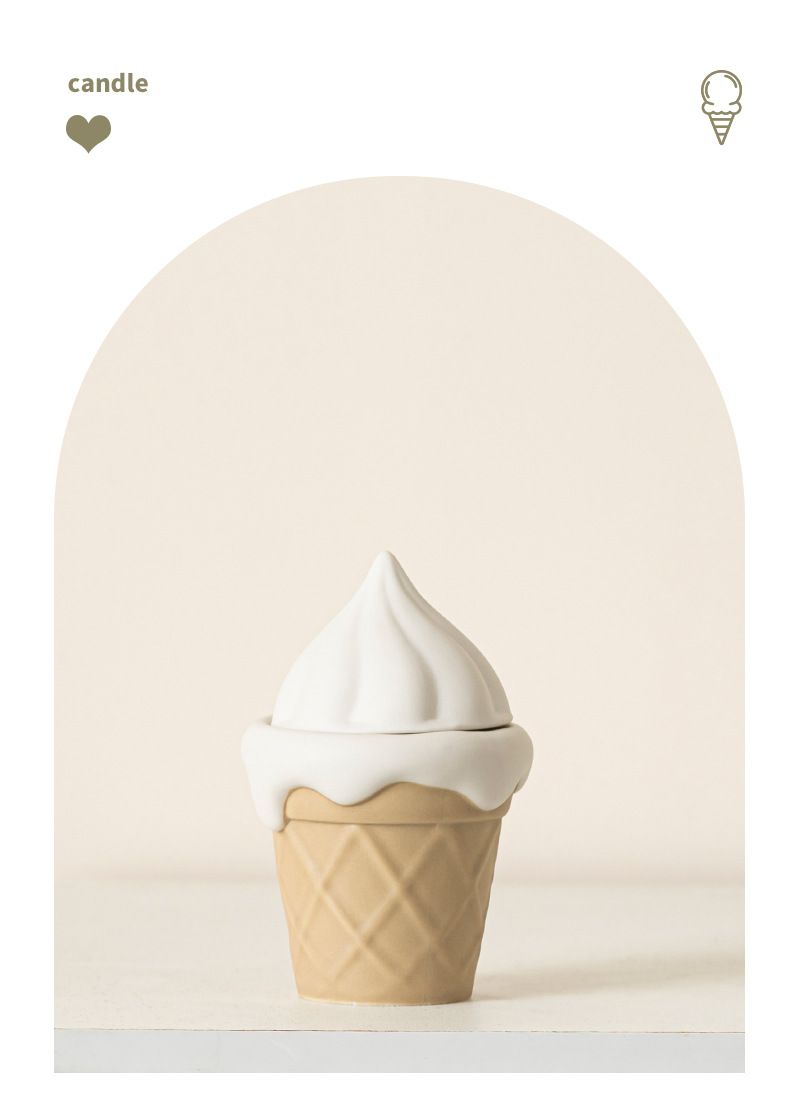 Aromatherapy Empty Cup With Lid Ceramic Candle Container Ornament Creative Gift Home Ice Cream Shape_voghion.com