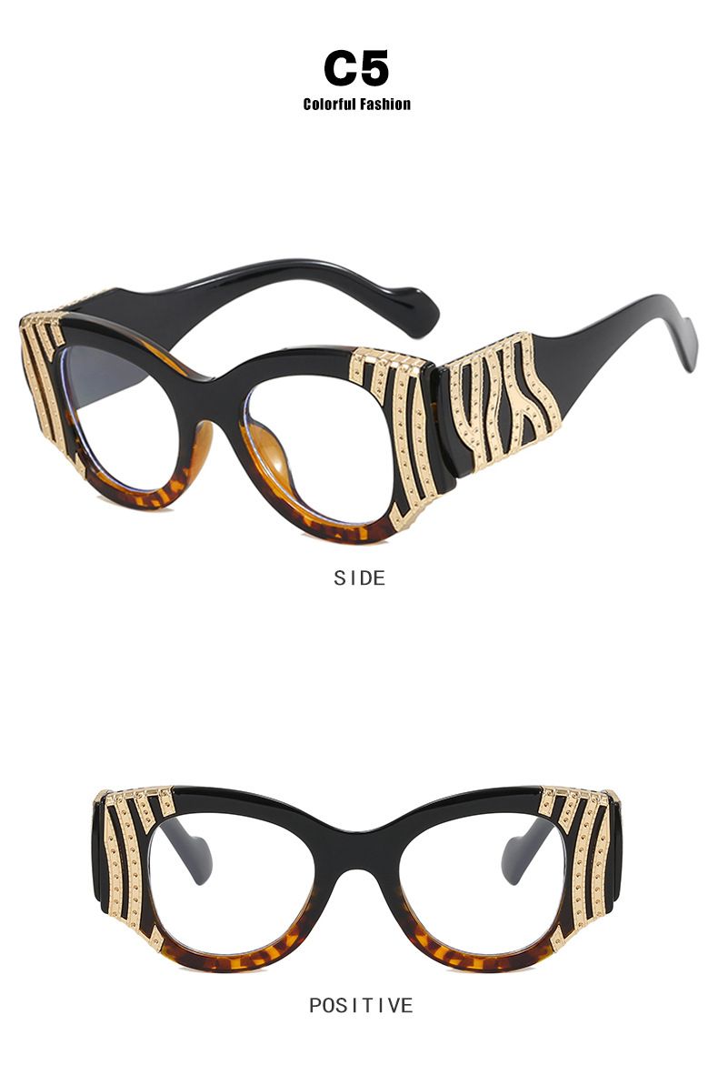 Women's Eyeglasses Personalized Heavy Metal Decorative Flat Glasses Anti Blue Light Women's Glasses Frame Catwalk Versatile Gorgeous Glasses Frame_voghion.com