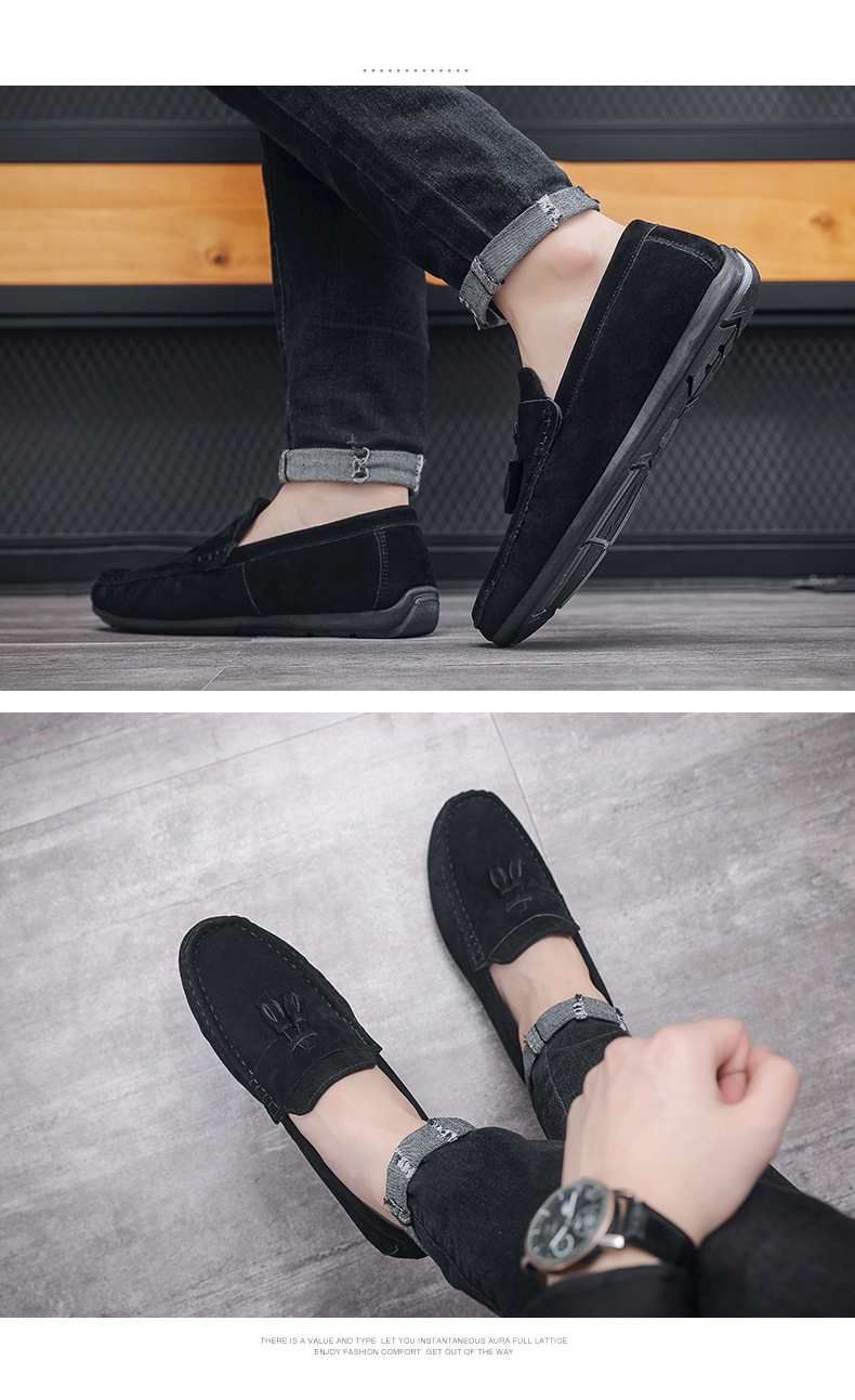 Herrskor Ny stil Trendiga herrskor Slip-on Casual Läderskor Tofs Mjuka Sulor Körskor Herr_voghion.com