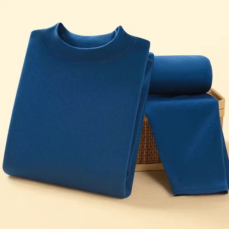 Dubbelzijdig Duits fluwelen halfhoge hals basisshirt voor heren en winter lange mouwen t-shirt met strakke pasvorm effen kleur_voghion.com