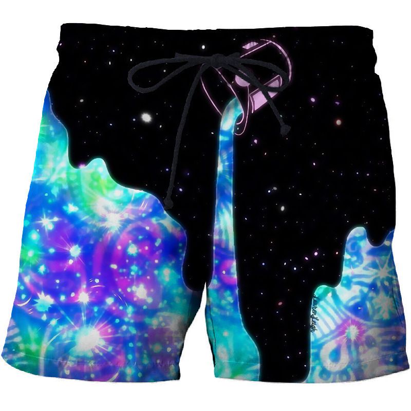 Men's Color Flame 3D Printing Dry Beach Shorts Printed On Both Sides Pocket Casual Shorts_voghion.com
