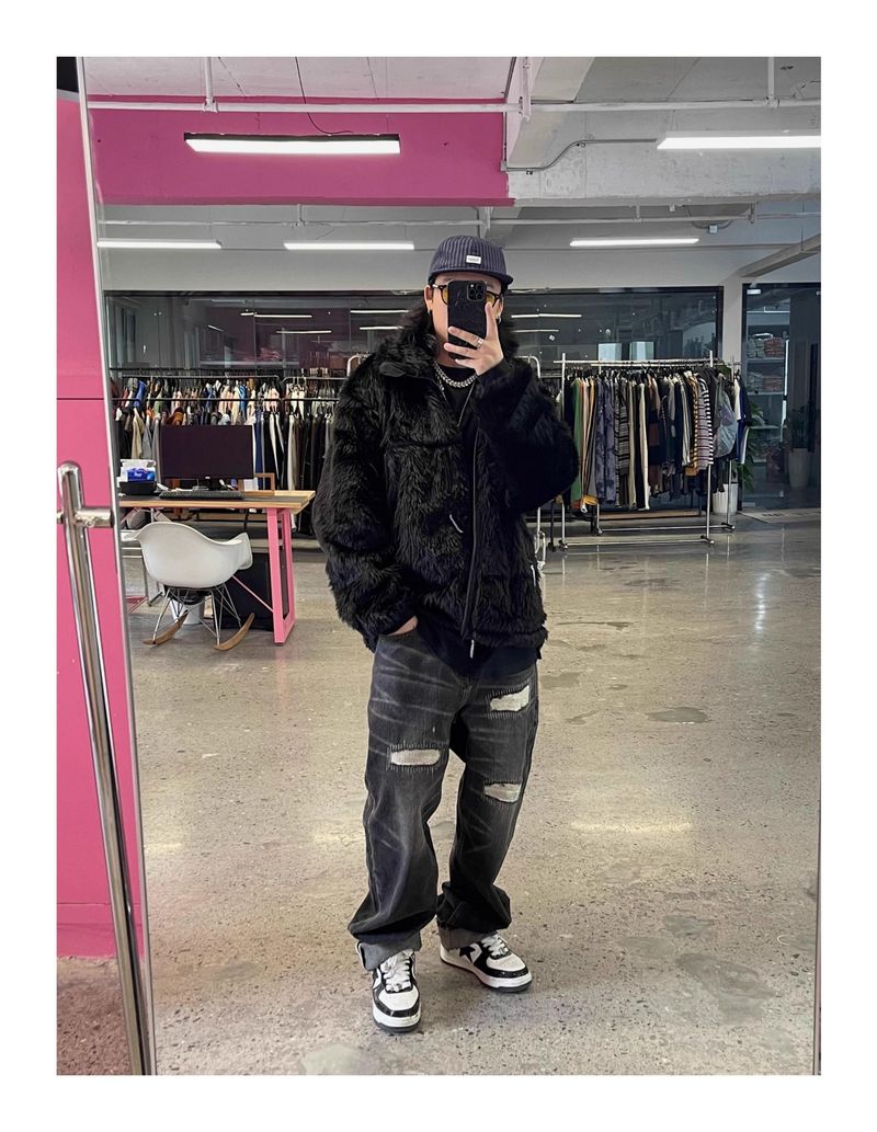 Underground Riot Jeans – Denim nero invecchiato con tagli di rasoio e toppe fai da te (M-3XL, lavaggio carbone)_voghion.com