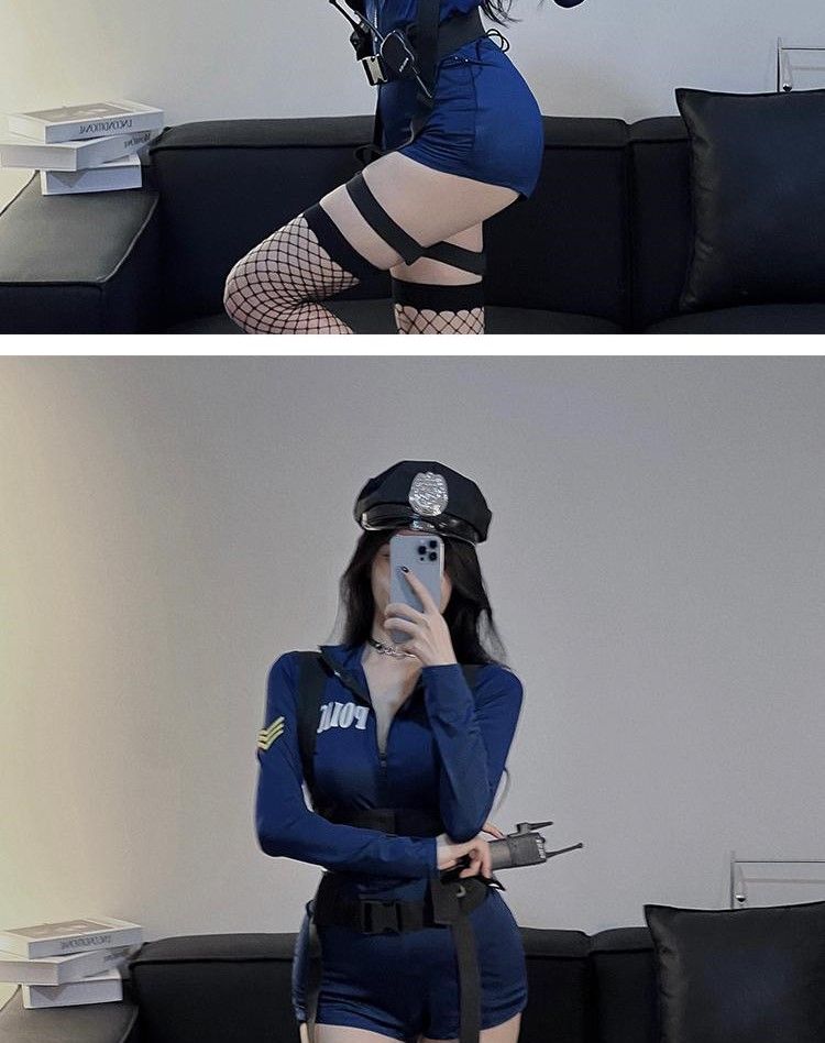 Captain Stewardess Cos Costume Night Bar Clothes Cosplay Halloween Female Police Officer Uniform_voghion.com