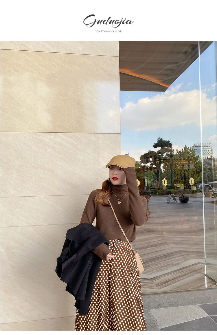 Women's High Neck Stacked Layered Turtleneck T-Shirt Long Sleeve Thermal Fleece Lined Slim Fit Casual Top For Autumn Winter_voghion.com