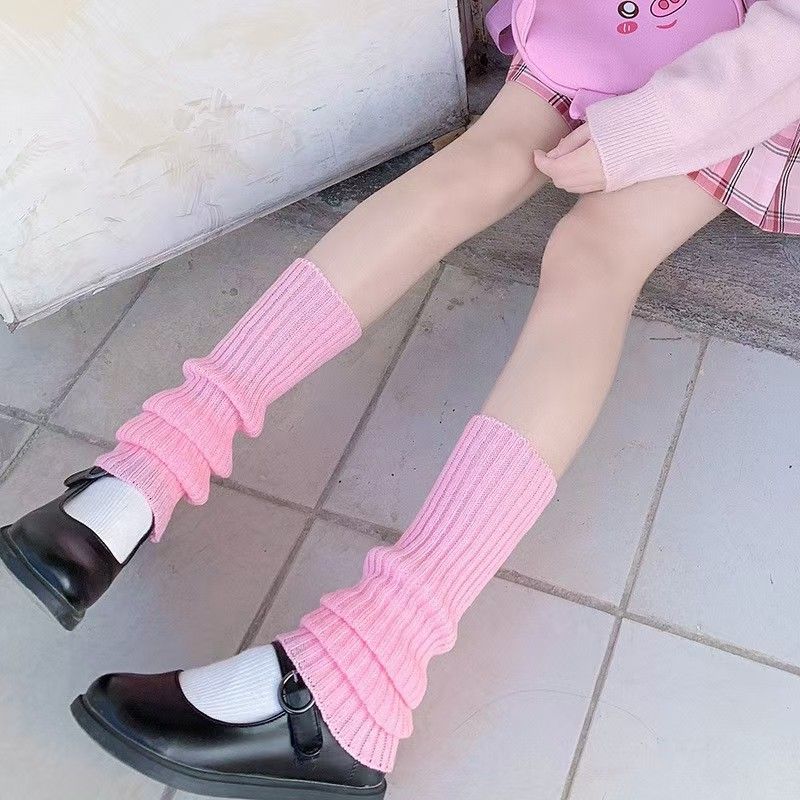 Knitted JK Set Women, White Long Tube Calf Socks, Leg Warmers For Spring And Autumn, Lolita Style Slouch Socks_voghion.com
