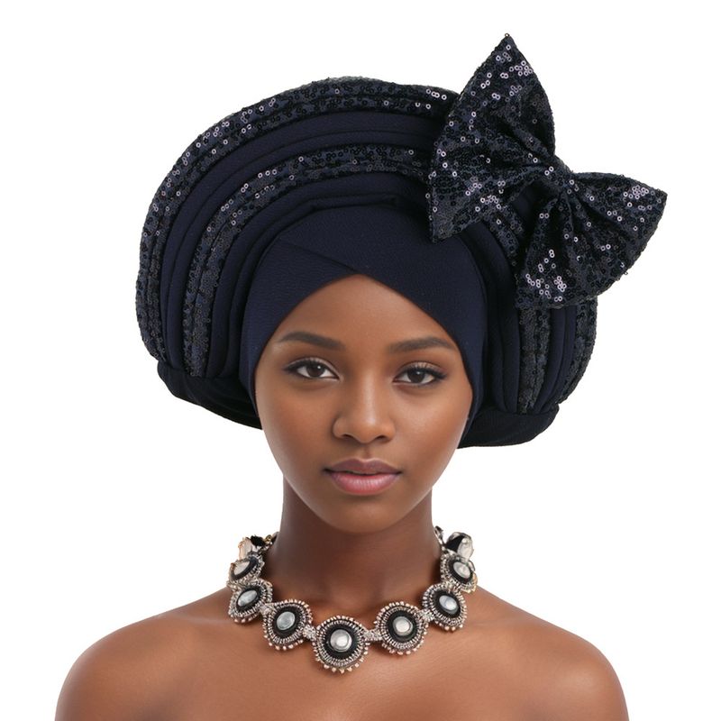 Foulards pour femmes, chapeau de mariage de l'industrie lourde, chapeau Baotou, chapeau à paillettes, nœud papillon multicouche, nouveau_voghion.com