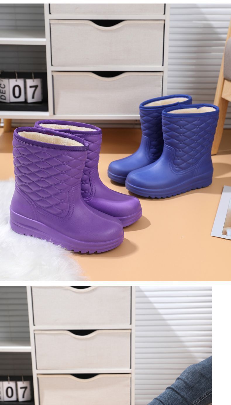 Stivali da pioggia caldi in EVA impermeabili e in pile da donna per bucato, lavaggio auto, scarpe igieniche da cucina, lavoro, antigelo,_voghion.com