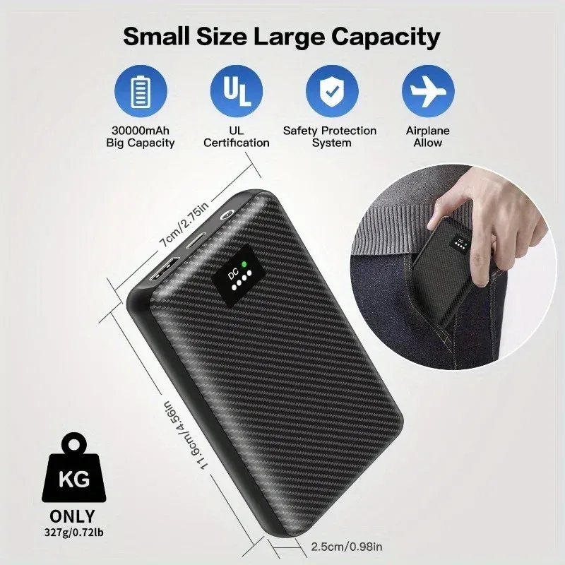 30000mAh Tragbare Powerbank Mobile Versorgung Für Weste Jacke Handschuhe Elektrische Heizung Ausrüstung DC Power Bank_voghion.com