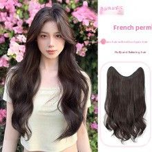 Parrucca da donna con capelli lunghi e ricci, pezzo unico, alto livello, francese, riccio, soffice, aumento invisibile, pezzo di estensione dei capelli senza soluzione di continuità_voghion.com
