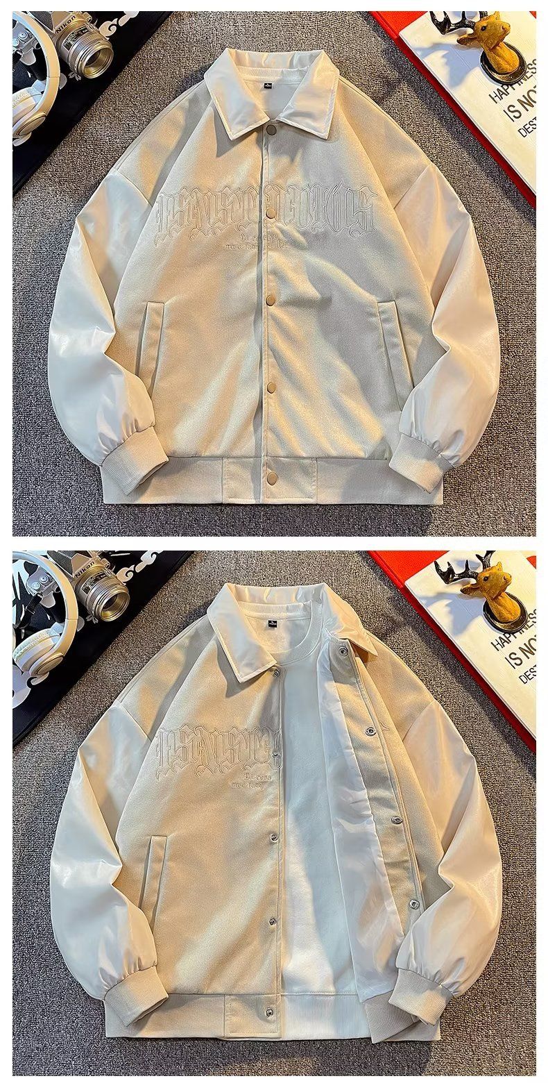 Miesten Vaatteet Street style PU-nahkahihainen baseball-takki miesten hip hop-kirjonta design topit pari takit naiset_voghion.com