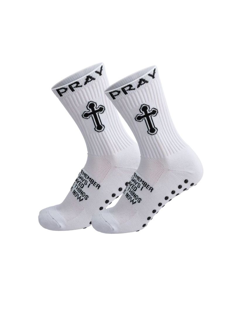 Non-Slip Football Socks With Breathable Terry Cushion For Basketball & Sports - Moisture-Wicking, Anti-Friction, (White, One Size)_voghion.com