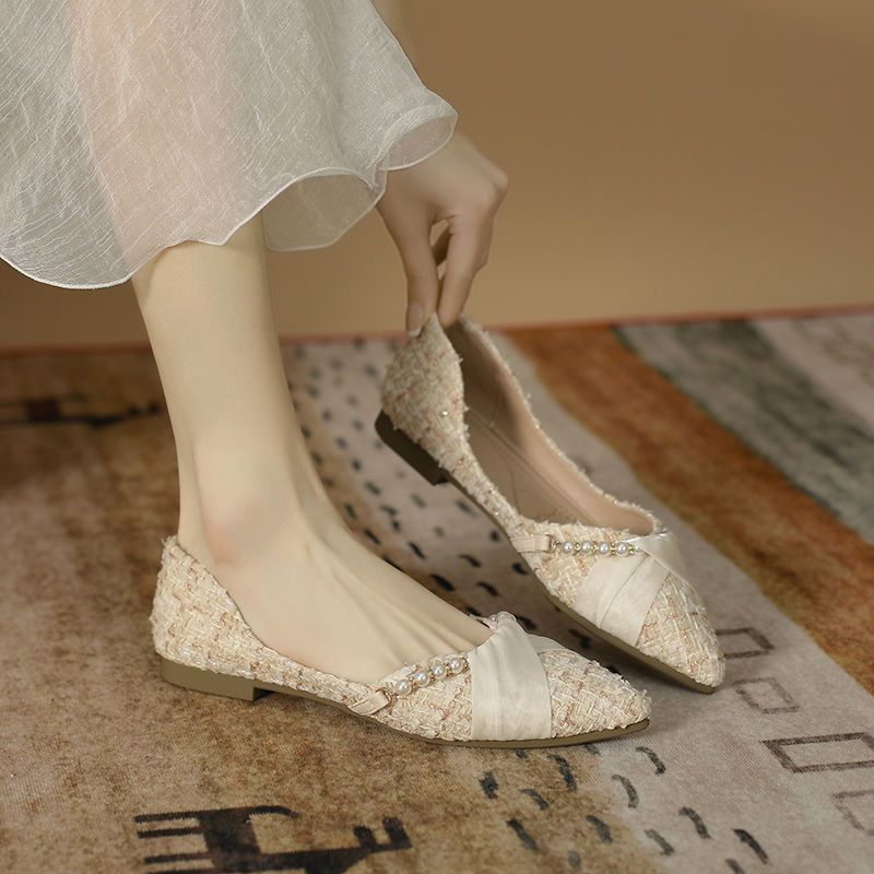 Scarpe da donna a punta Autunno/Inverno 2025 Nuove versatili ballerine basse con design a suola morbida_voghion.com