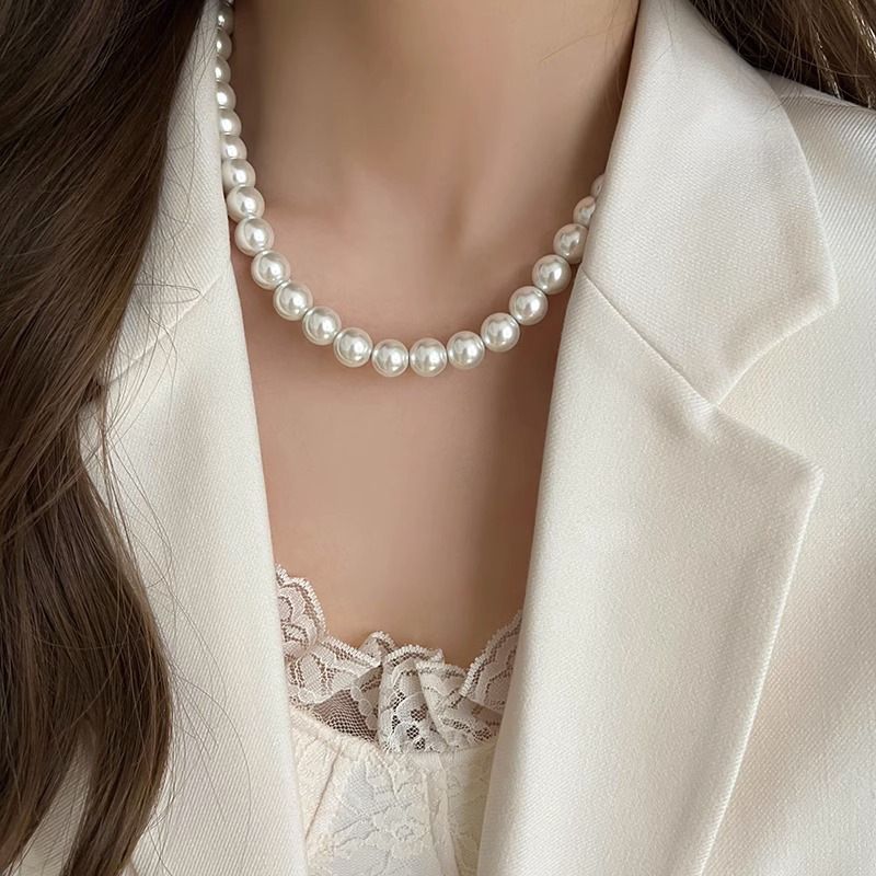 Collana di perle di vetro con perline, nuovo stile, collana di temperamento, design femminile, accessori per catene di clavicola_voghion.com