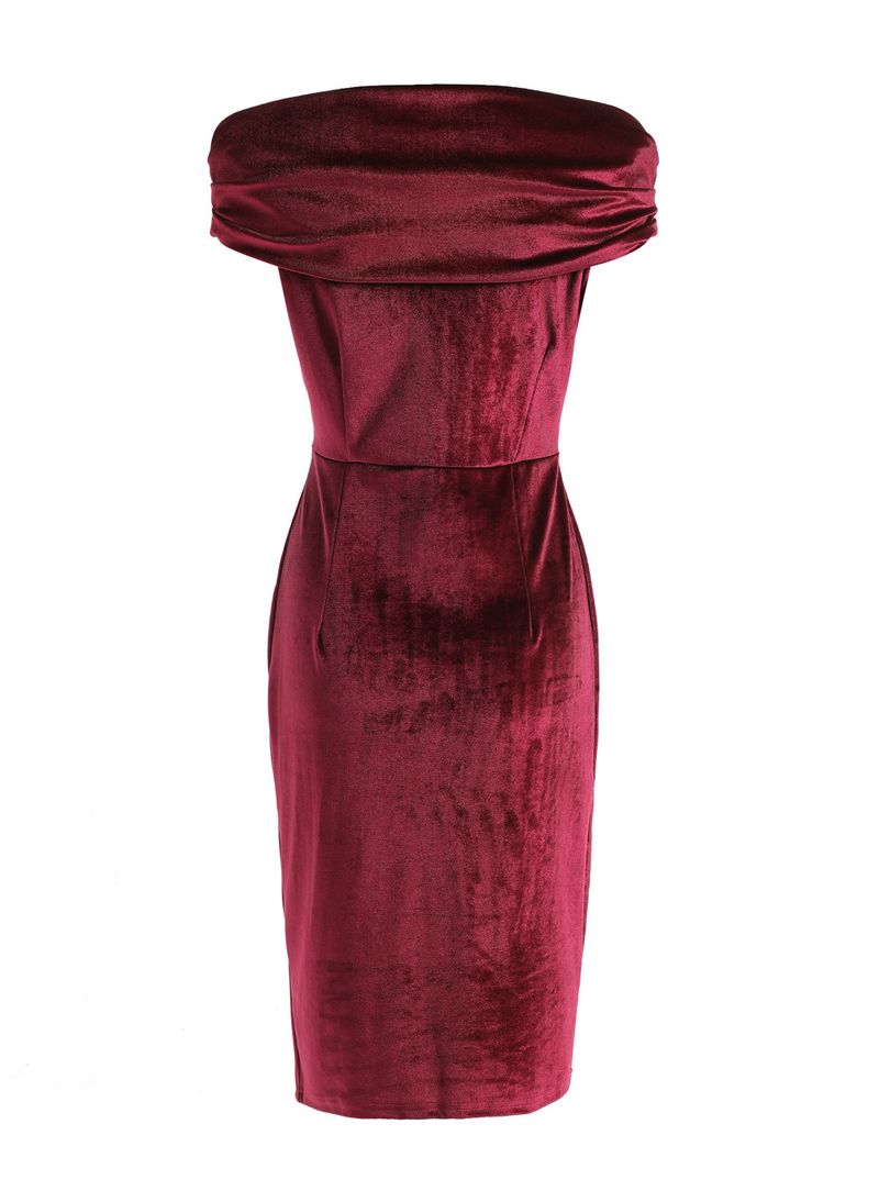 Abito da donna in velluto dorato con scollo a V e spalle scoperte, stile pendolare, 2024, nuovo temperamento_voghion.com