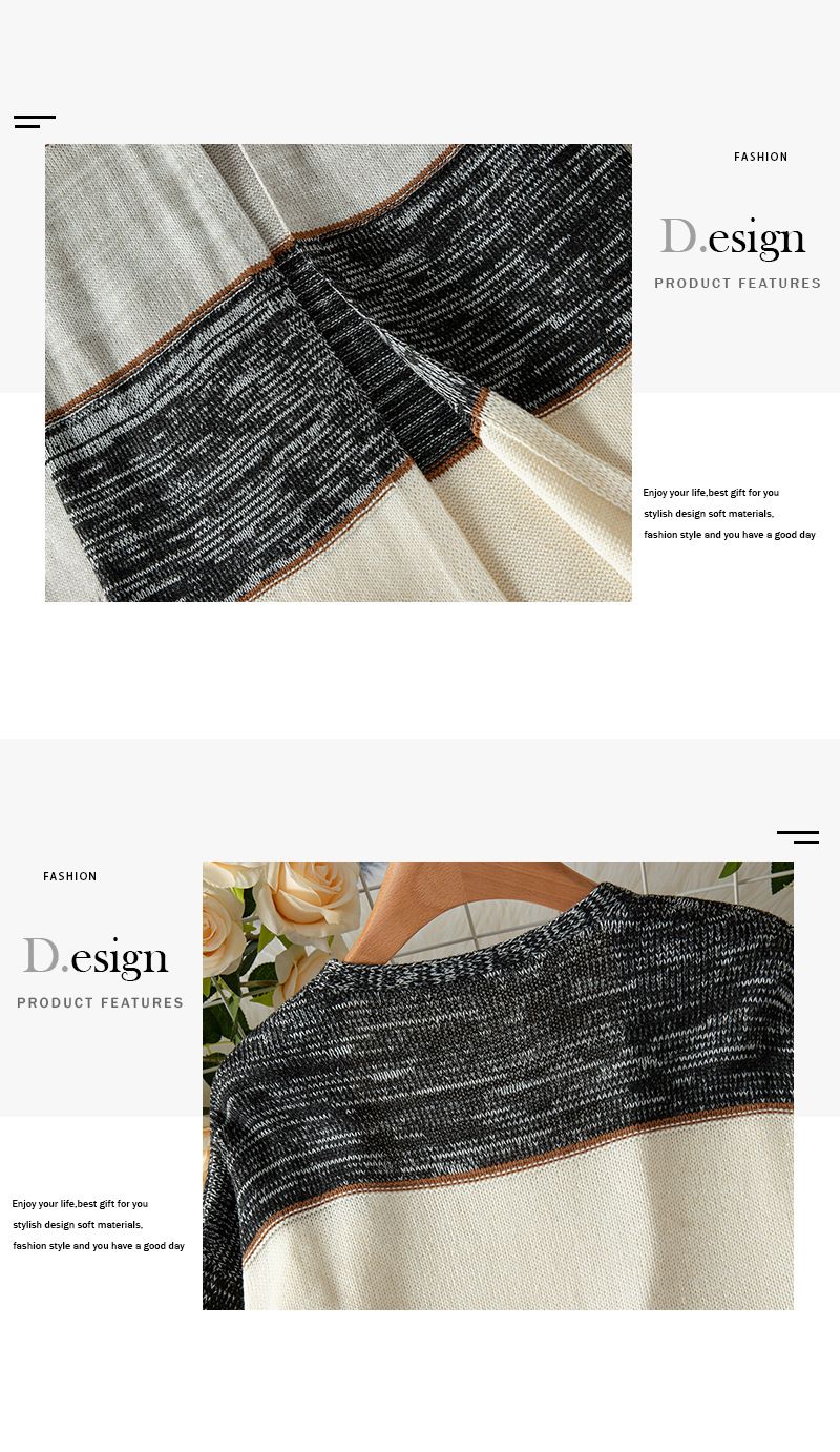 Women's Longline V-Neck Cardigan - Stripe & Color-Block Open Front Knit Sweater (Gray)_voghion.com