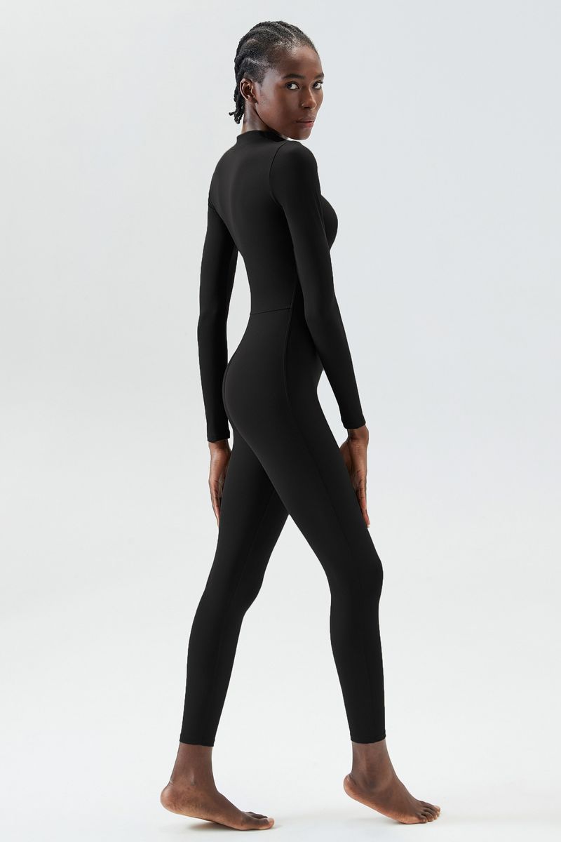 Combinaison Nuotan sexy haut de gamme New2024, combinaison de fitness moulante à fermeture éclair pour femmes, combinaison de danse à col ouvert à manches longues à séchage rapide_voghion.com