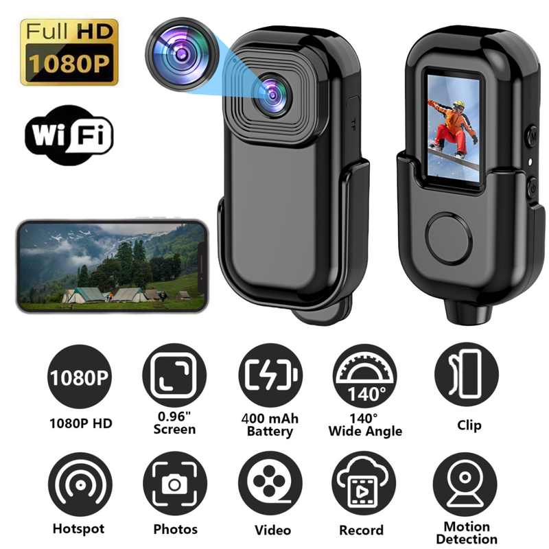 360° WiFi vanjska sportska kamera HD 1080 zaslon u boji snimač videokamera za provođenje zakona_voghion.com