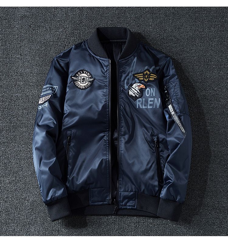 Herenkleding Grote maten Heren Geborduurd Jack Lange mouwen Buitenkleding Top Modieus Stedelijk Opstaande Kraag Heren Dubbelzijdig Jack_voghion.com