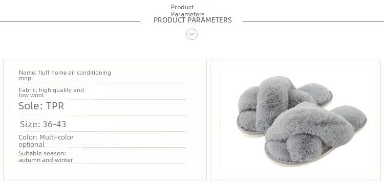 Pantofole transfrontaliere invernali in peluche con cintura incrociata in cotone, calde e soffici, da donna, alte e basse, con pelo di coniglio grande_voghion.com