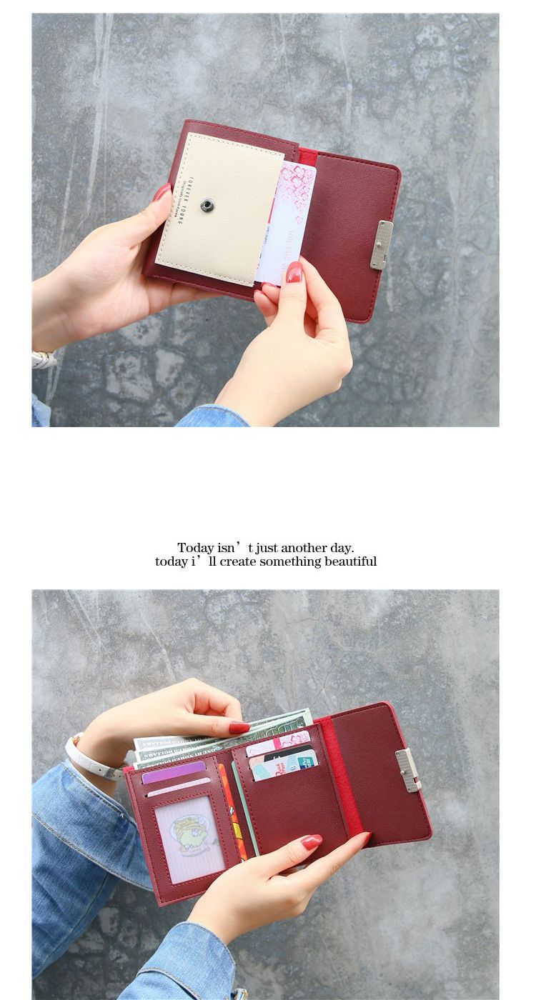 Contrast Color Versatile Small Fresh Wallet Women's Short Buckle Fashion Mini Coin Purse_voghion.com
