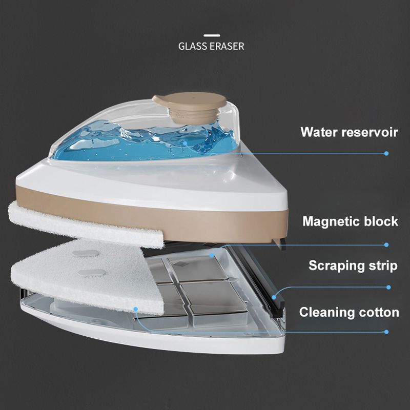 Strumento per la pulizia delle finestre in vetro magnetico Scarico automatico dell'acqua Tergicristallo a doppio strato Pulitore speciale per finestre per uso domestico_voghion.com