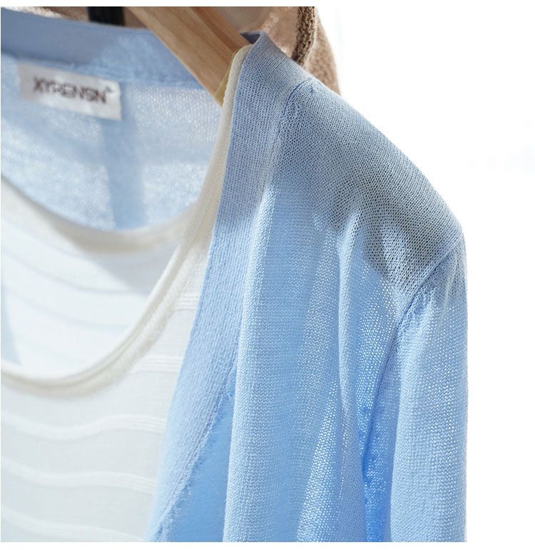 Yangmei Store 2025 New Cardigan Ice Silk Knitted Air Conditioning Women's Summer Short Style Outer Sunscreen Coat Shawl_voghion.com