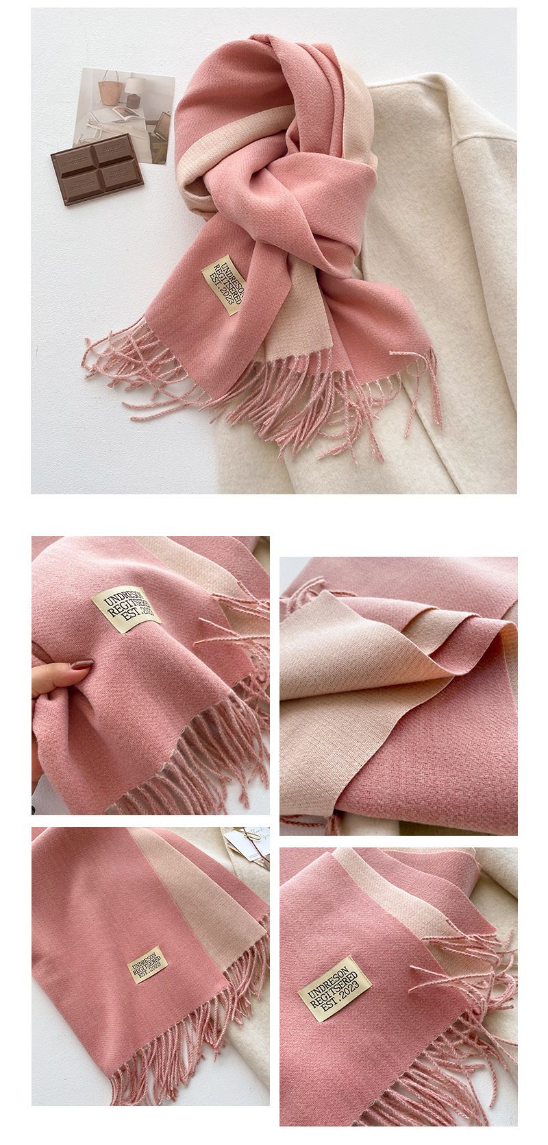 Nuova sciarpa di alta qualità 2025, versione coreana invernale da donna, versatile, in imitazione cashmere, calda, tinta unita, spessa, morbida, cerata, bifacciale_voghion.com