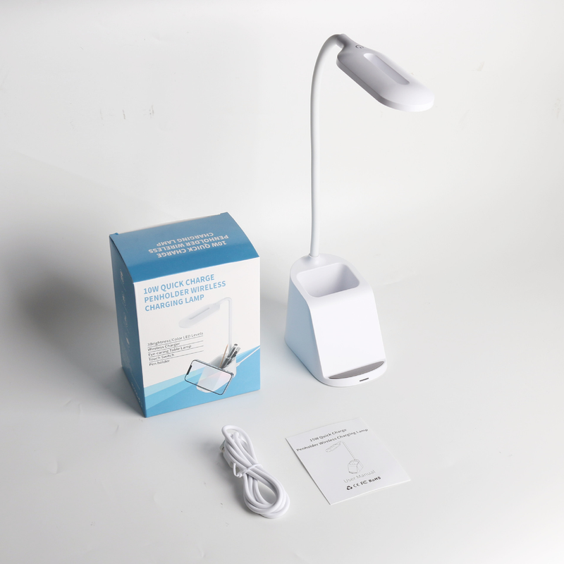Pen holder stand table lamp wireless charger 15W fast charge learning special eye protection lamp gift logo_voghion.com