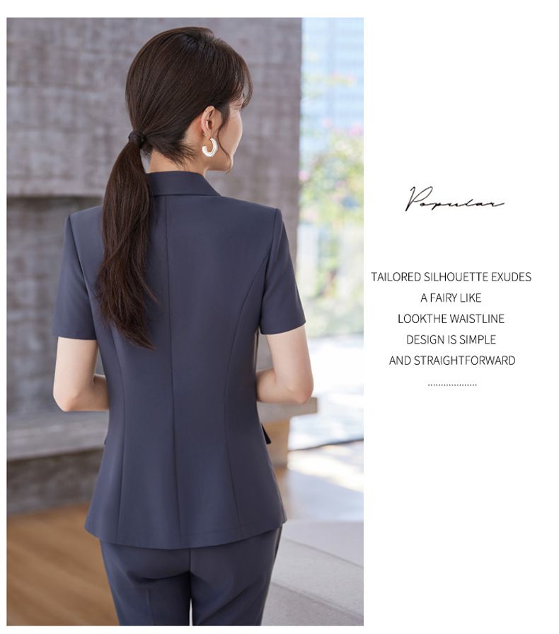 Schwarz Kurzarm Professionelle Anzug frauen 2025 Sommer Neue Slim Fit Temperament Hotel Rezeption Rezeption_voghion.com