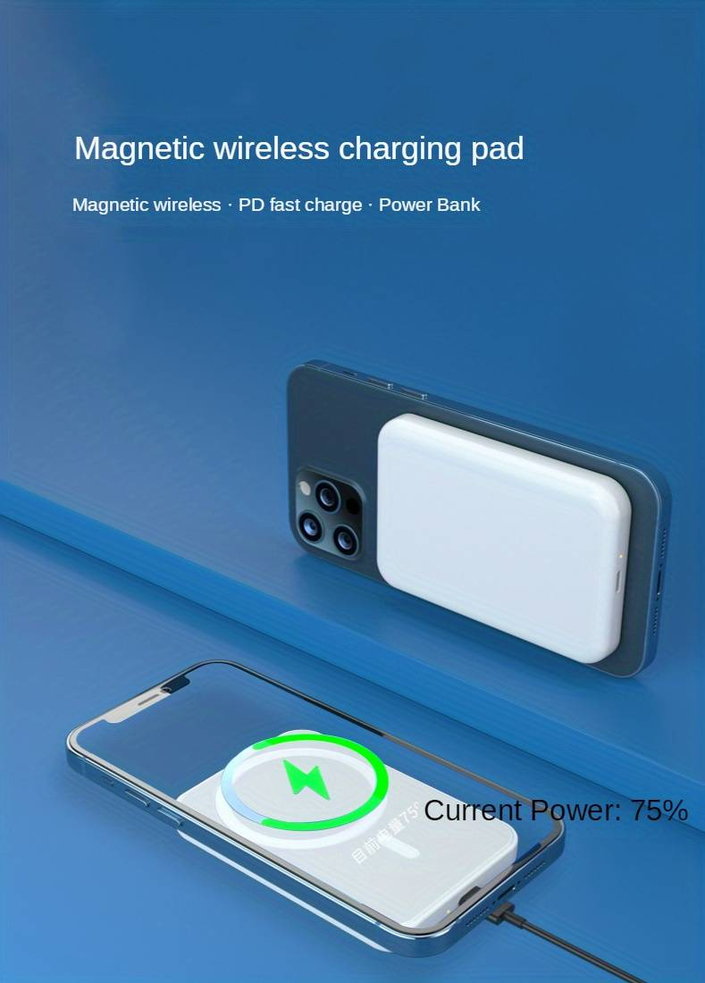 3000mAH Magnetic Wireless Charger Power Bank External Battery Portable For IPhone14/14Plus/14Pro/14ProMax /13/13Pro/13ProMax /12/12Pro/12ProMax _voghion.com