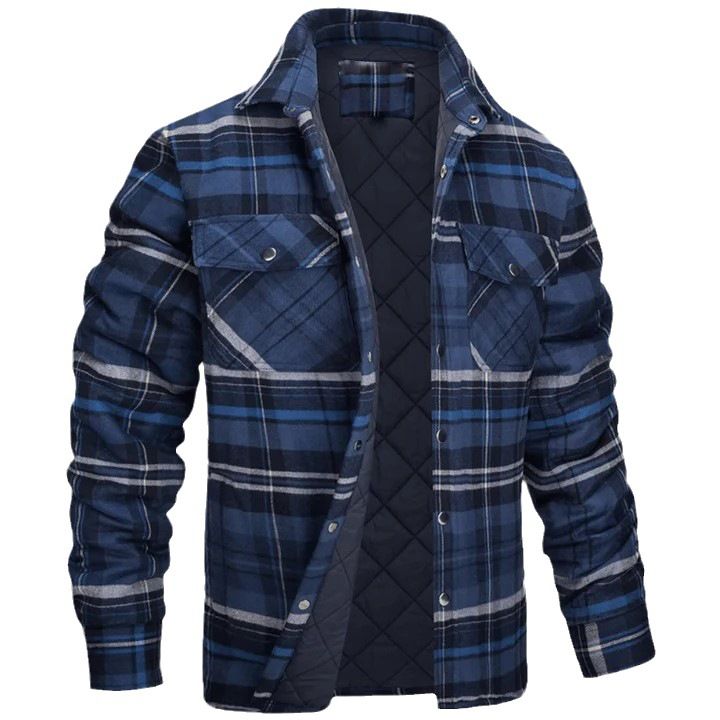 CT 2025 Nuova camicia a quadri spessa con colletto rovesciato a maniche lunghe da uomo_voghion.com