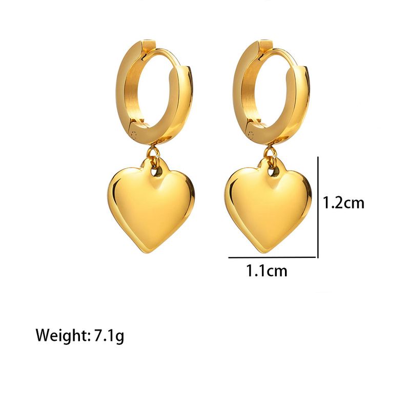 Stainless steel metal necklace set, fashionable, luxurious, high-end peach heart earrings_voghion.com