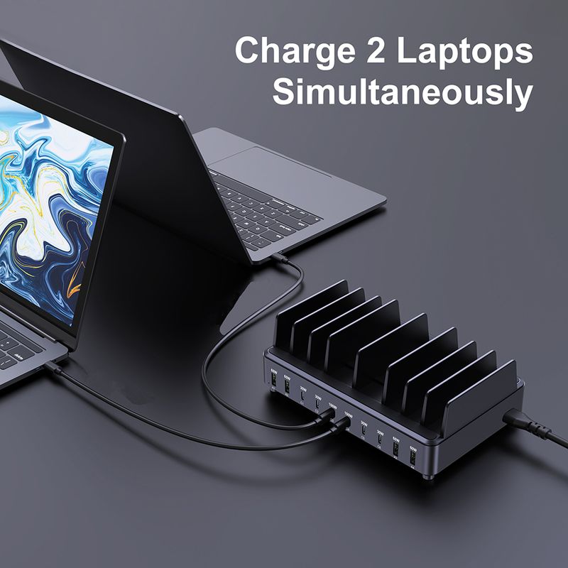 500W USB C Charger 10 Ports Gan Charging Station Stand PD 100W Fast Charge For Book Pro IPhone Samsung Laptops Tablets_voghion.com