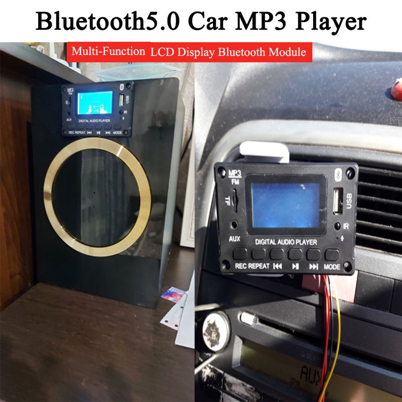 DC 5V 12V Bluetooth5.0 Kod Çözme Kartı Modülü Kablosuz Araba USB mp3 Çalar Güç Amplifikatörü Bluetooth TF FM Radyo Eller Serbest Arama_voghion.com
