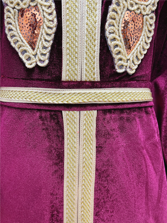 Abbigliamento da donna Abito in velluto dorato con paillettes Gonna lunga_voghion.com