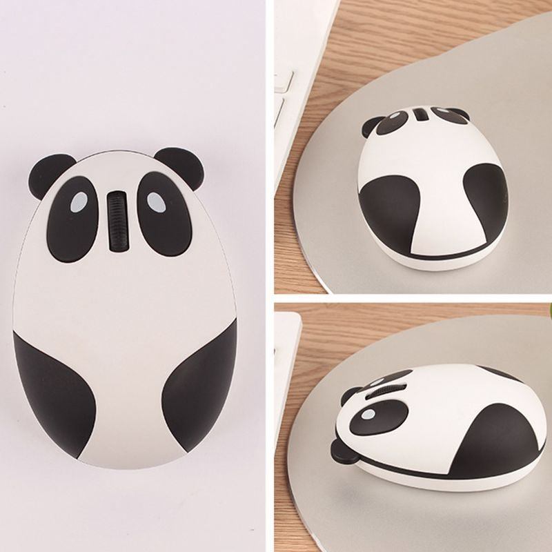 Farfi Wireless Cute Panda Design ABS Mute 2.4G 1200DPI Plug Play Optical Mouse for Desktop_voghion.com