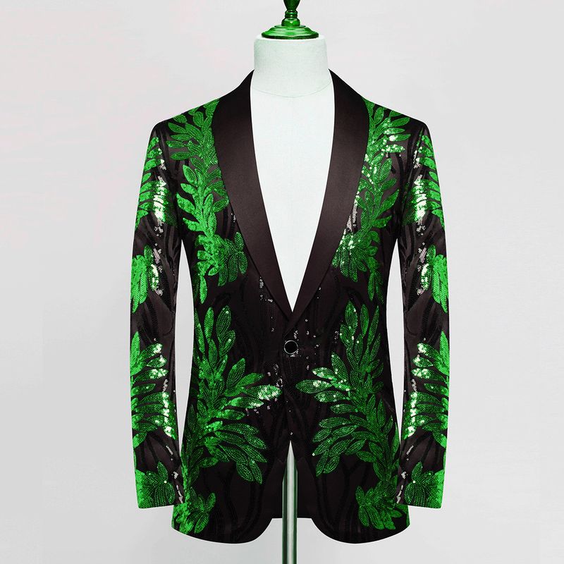 Men's high-quality gold sequin sticker casual jacket host singer performance suit_voghion.com