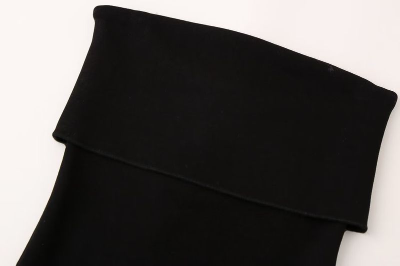 Nuovo abito da donna in maglia elasticizzata, tinta unita, con spalle scoperte_voghion.com