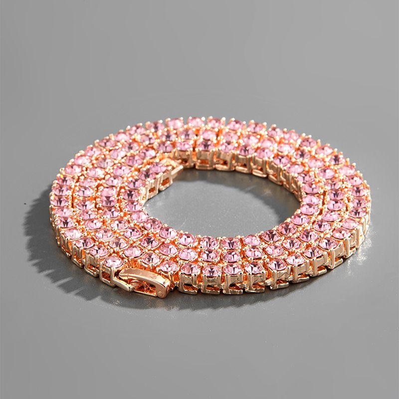 Hip Hop Tennis Chain Alloy Rhinestone Necklace 4mm Multi-Length Cuban Link Jewelry For Men & Women_voghion.com