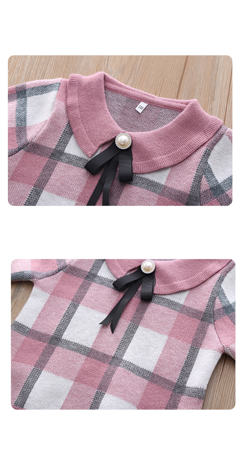 Σετ πουλόβερ για κορίτσια Φθινόπωρο/Χειμώνας, Σετ για κορίτσια με καρό φούστα και πουλόβερ_voghion.com