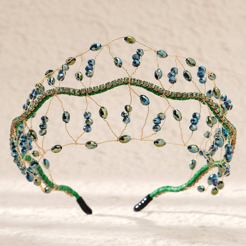 Nouveau bandeau en cristal de mariée boule de mariage fête presse bandeau luxueux bandeau tissé à la main_voghion.com