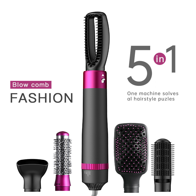 5 in 1 Strumento di modellatura asciugacapelli pettine ad aria calda regolazione bidirezionale capelli lisci capelli ricci asciugacapelli ad alta potenza pettine arricciacapelli_voghion.com