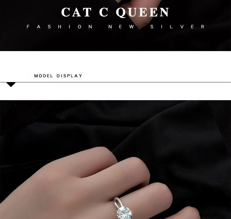2 Carat Ring Ring Female Niche Design Fashion Personality Light Luxury Net Red Live Broadcast Moissanite Open Temperament_voghion.com