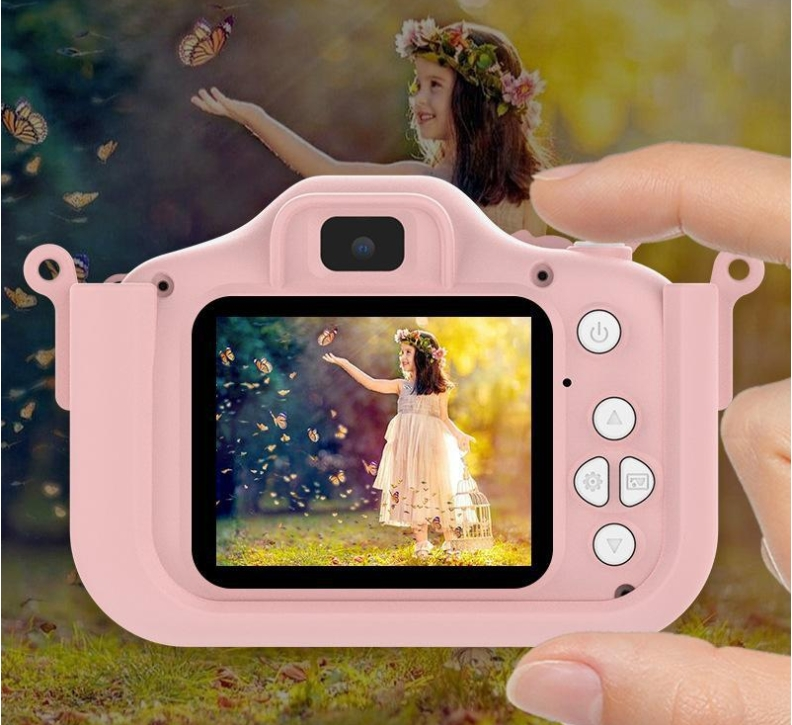 Dětské fotoaparáty pro dívky a chlapce ve věku 3–12 let, digitální videokamery pro děti s HD rozlišením a měkkým krytem s kreslenými motivy – SD karta 64 GB v ceně_voghion.com