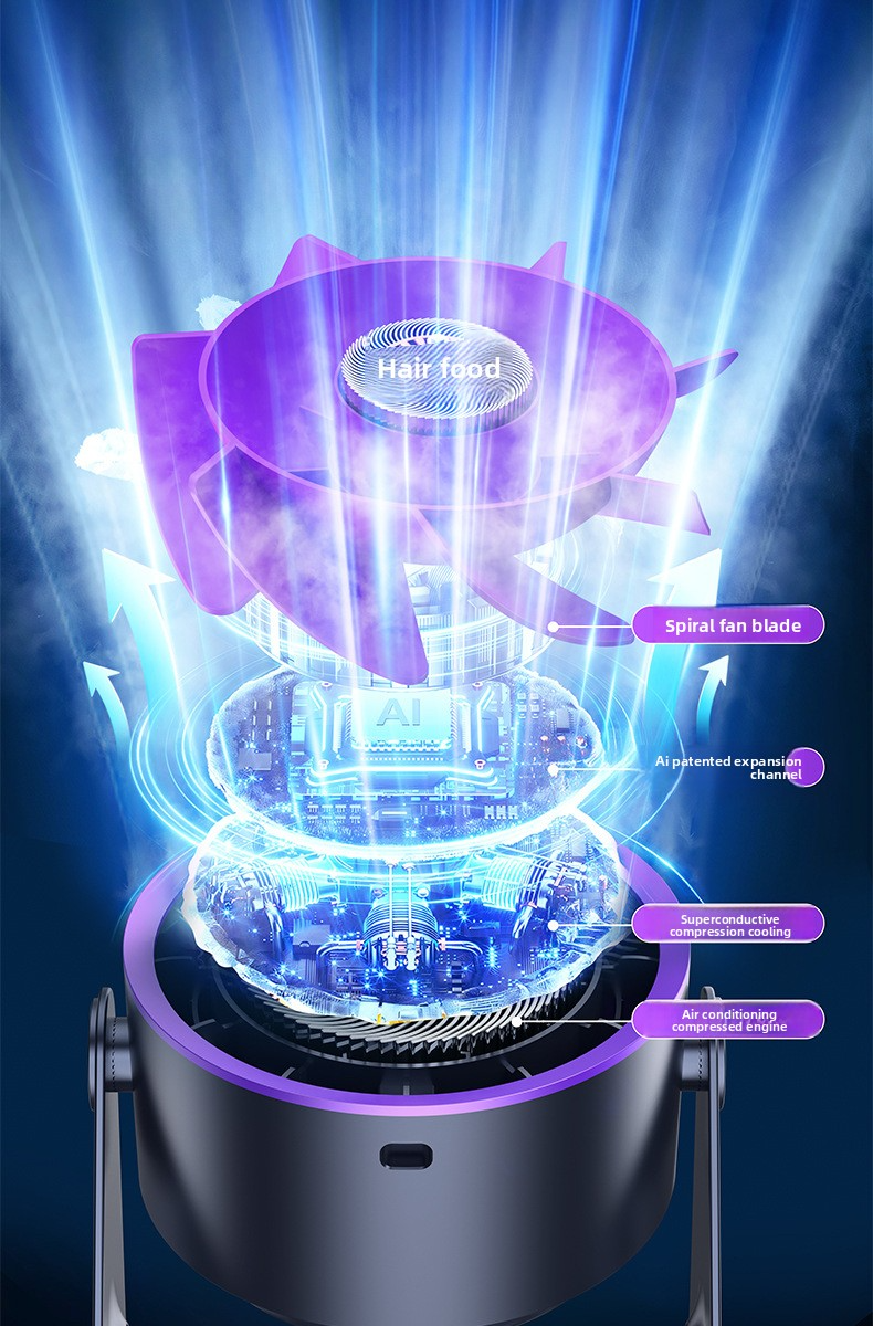 Ventilateur de bureau, chargement USB, affichage numérique, silencieux, pour bureau, dortoir, vent fort, petit format_voghion.com