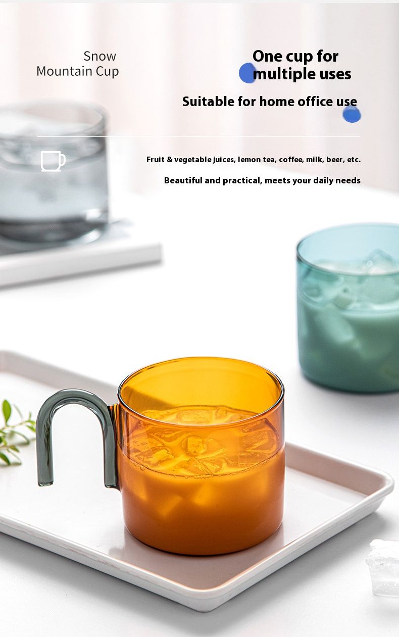 Modern Minimalist Flat Borosilicate Glass Cup, 300ml Heat-Resistant Drinking Glass For Coffee, Tea & Water, Handmade Clear & Colored Options_voghion.com