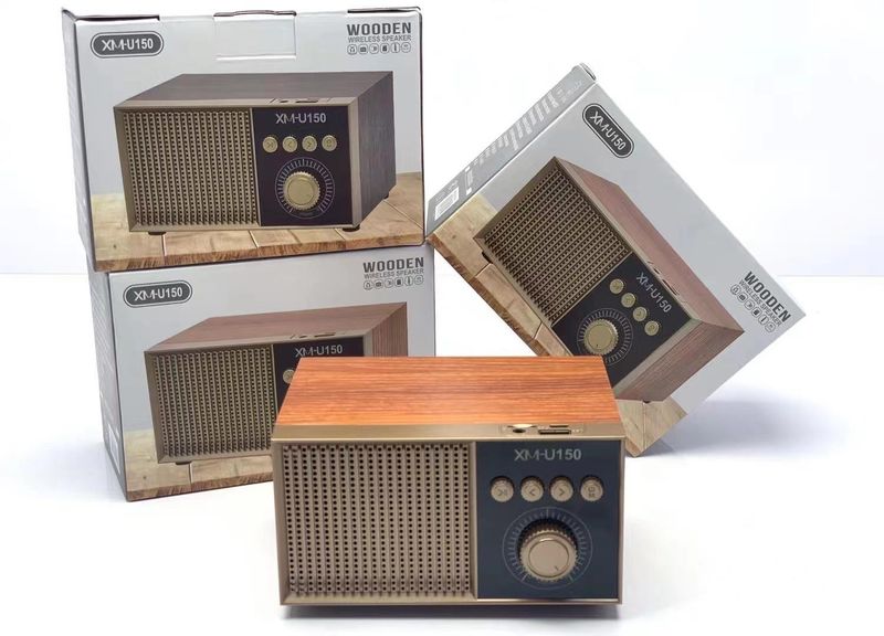 speaker, wireless FM radio, subwoofer, portable wooden Bluetooth speaker XM-U150_voghion.com